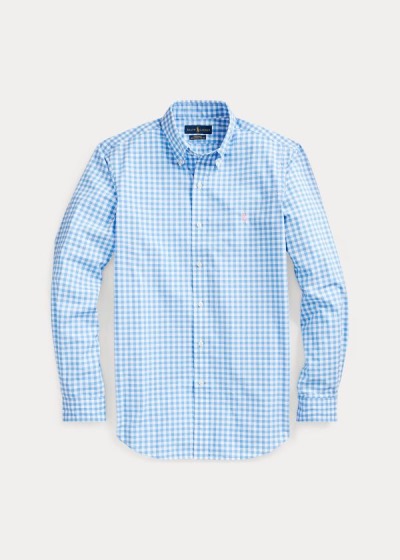 Camisa Polo Ralph Lauren Hombre Azules Claro / Blancos - Gingham Poplin - IZEPD3196